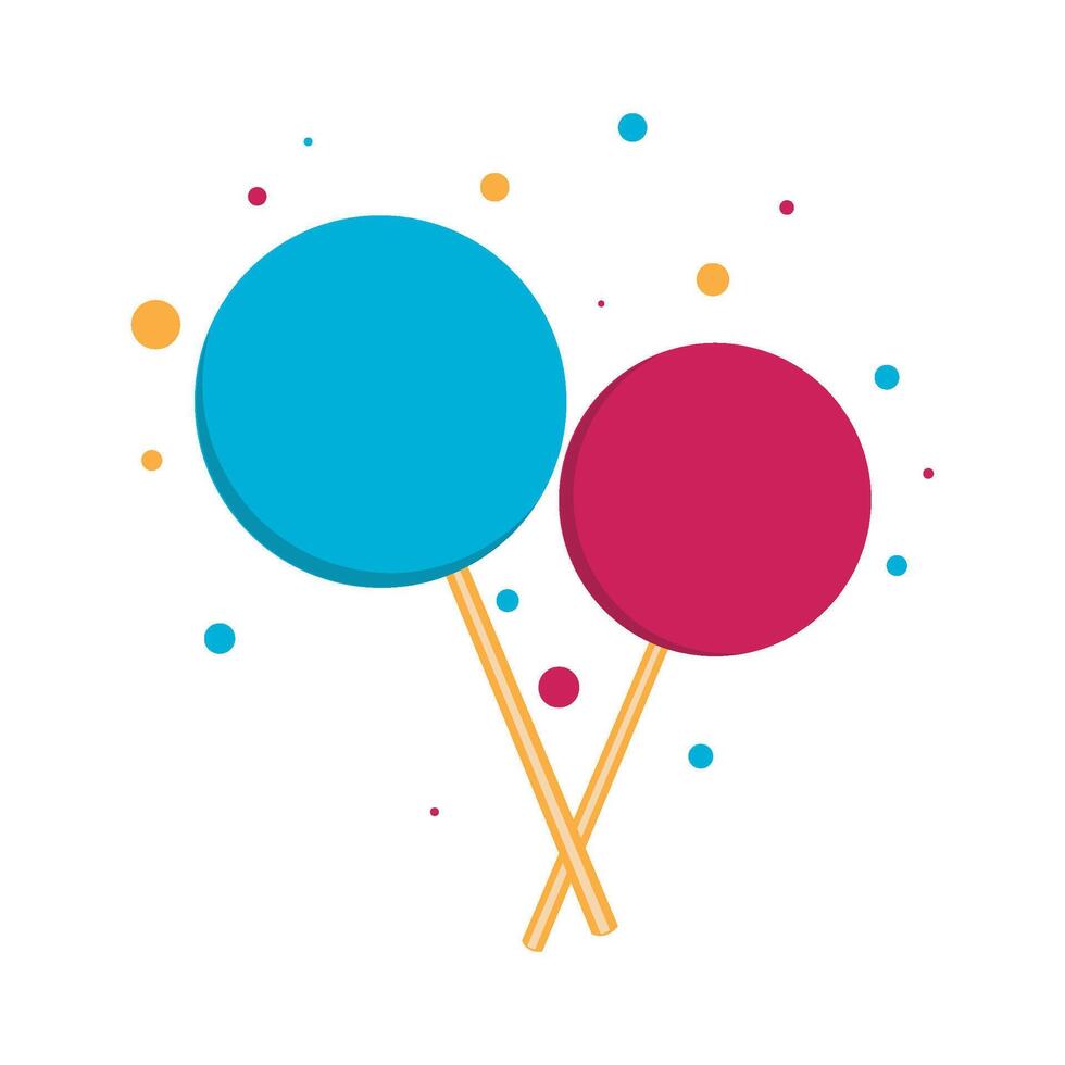 Blue and Pink Lollipops with Yellow Sticks and Colorful Sprinkles for Sweet Treat vector