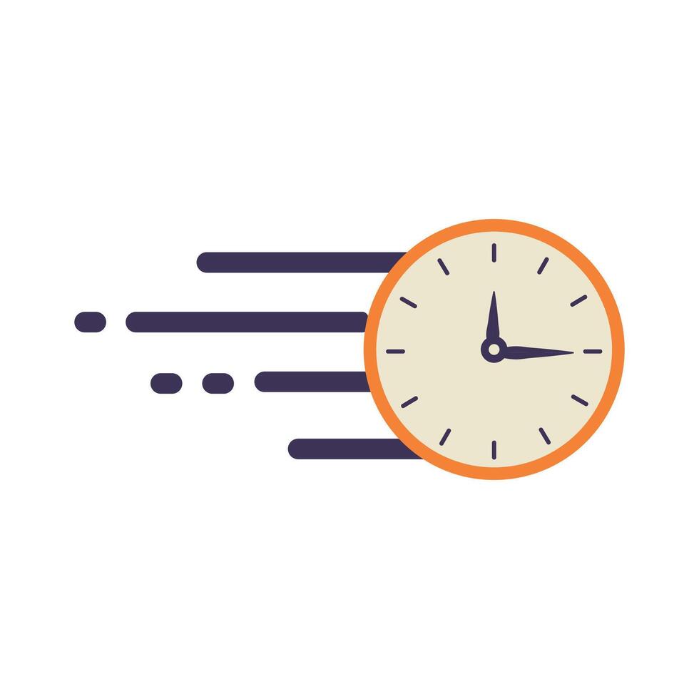 Orange and White Clock with Purple Speed Lines for Fast Time vector