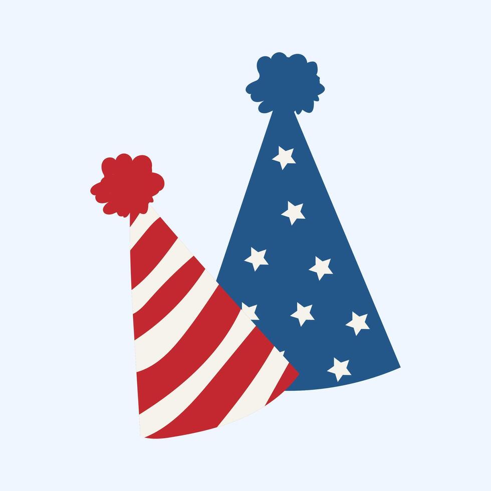Patriotic Red White and Blue Party Hats Duo for Fourth of July Festivities vector