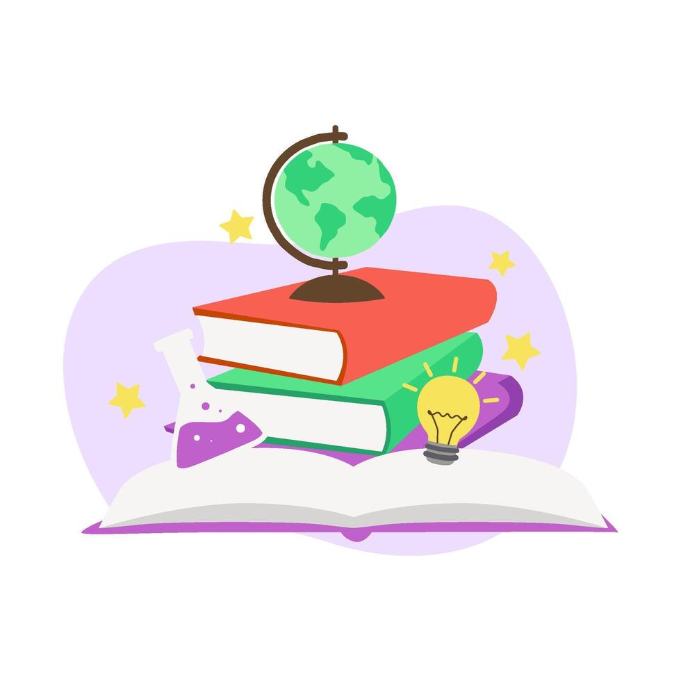 Illustration of books and a globe vector