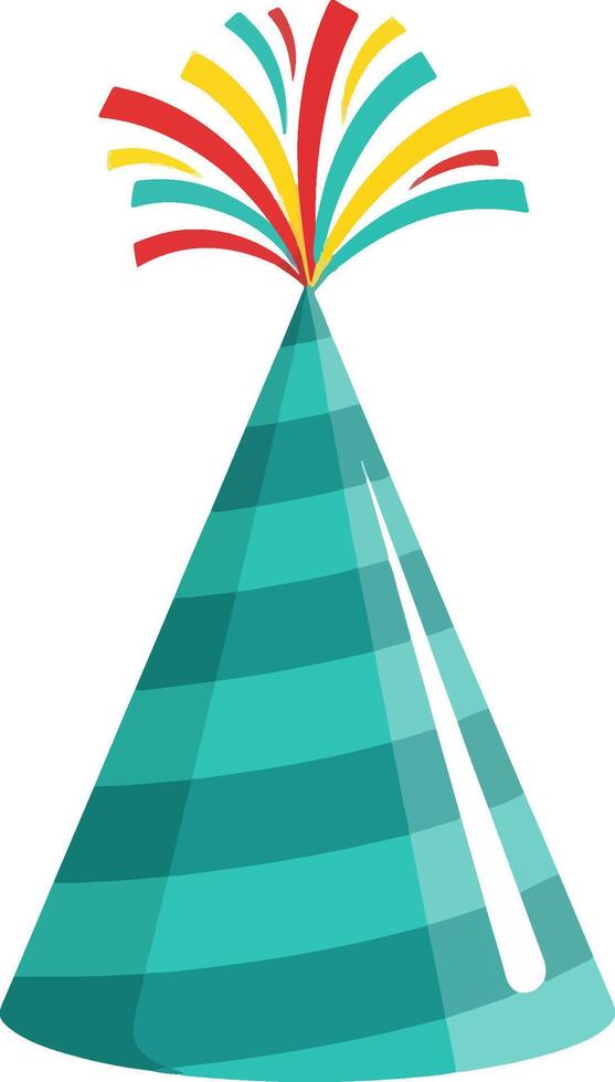 Teal Party Hat with Colorful Streamers vector