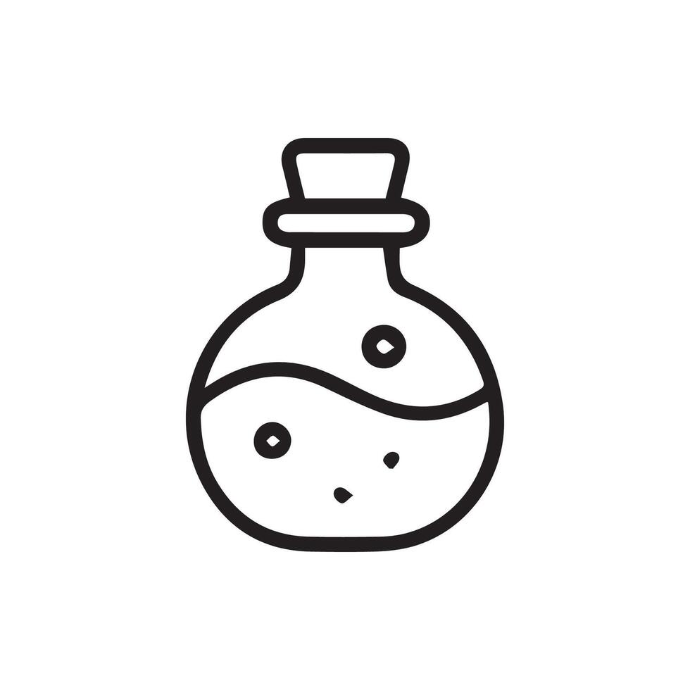 Mysterious potion concept artwork in a glass bottle graphic art vector