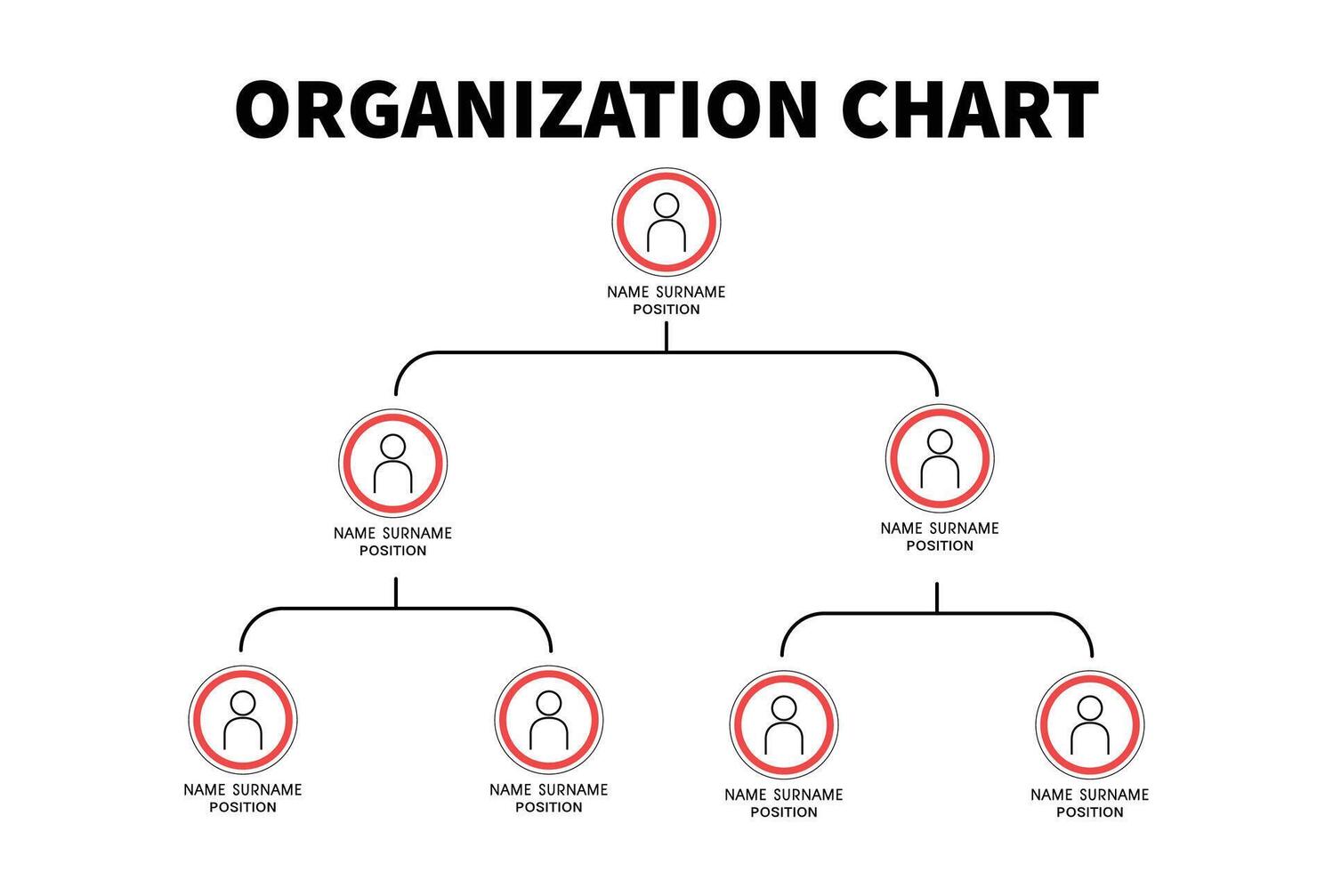 Organization Chart Infographics with People Icon and Abstract Line, Business Structure, Hierarchy of employees vector