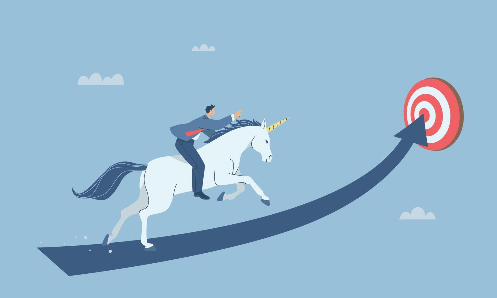 Man riding unicorn toward a target vector
