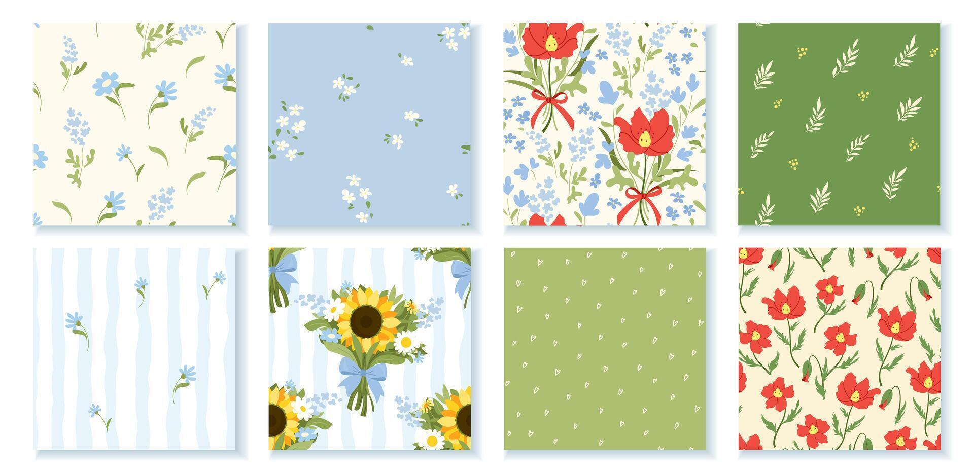 Colorful floral pattern designs vector