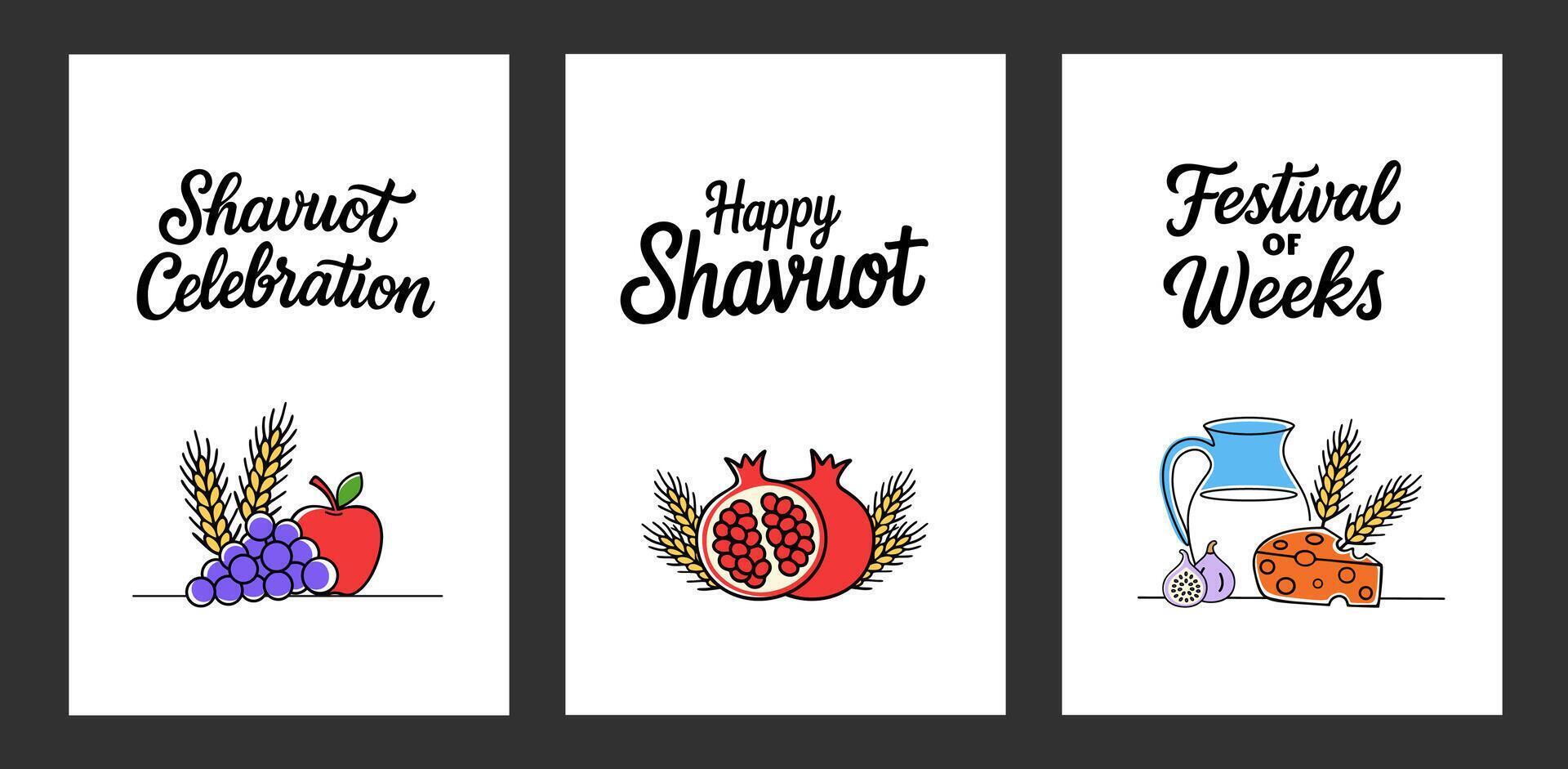 Set of modern greeting cards with gifts of nature vector