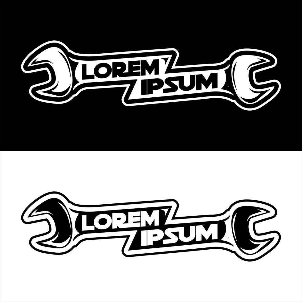 workshop logo design with wrench symbol vector