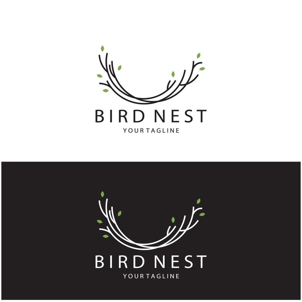 bird nest logo illustration design template, for bird farm, bird business, bird house, bird conservation with modern minimalist concept vector