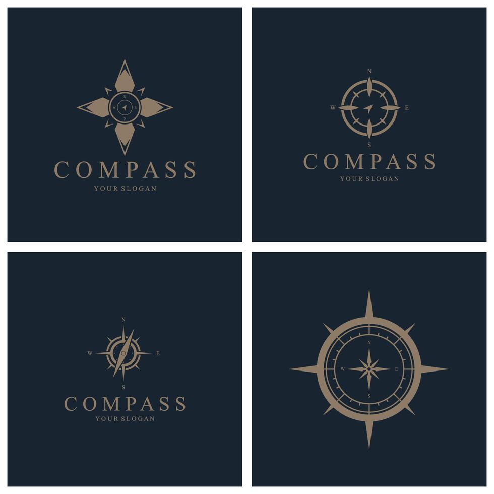 Four compass logo designs vector