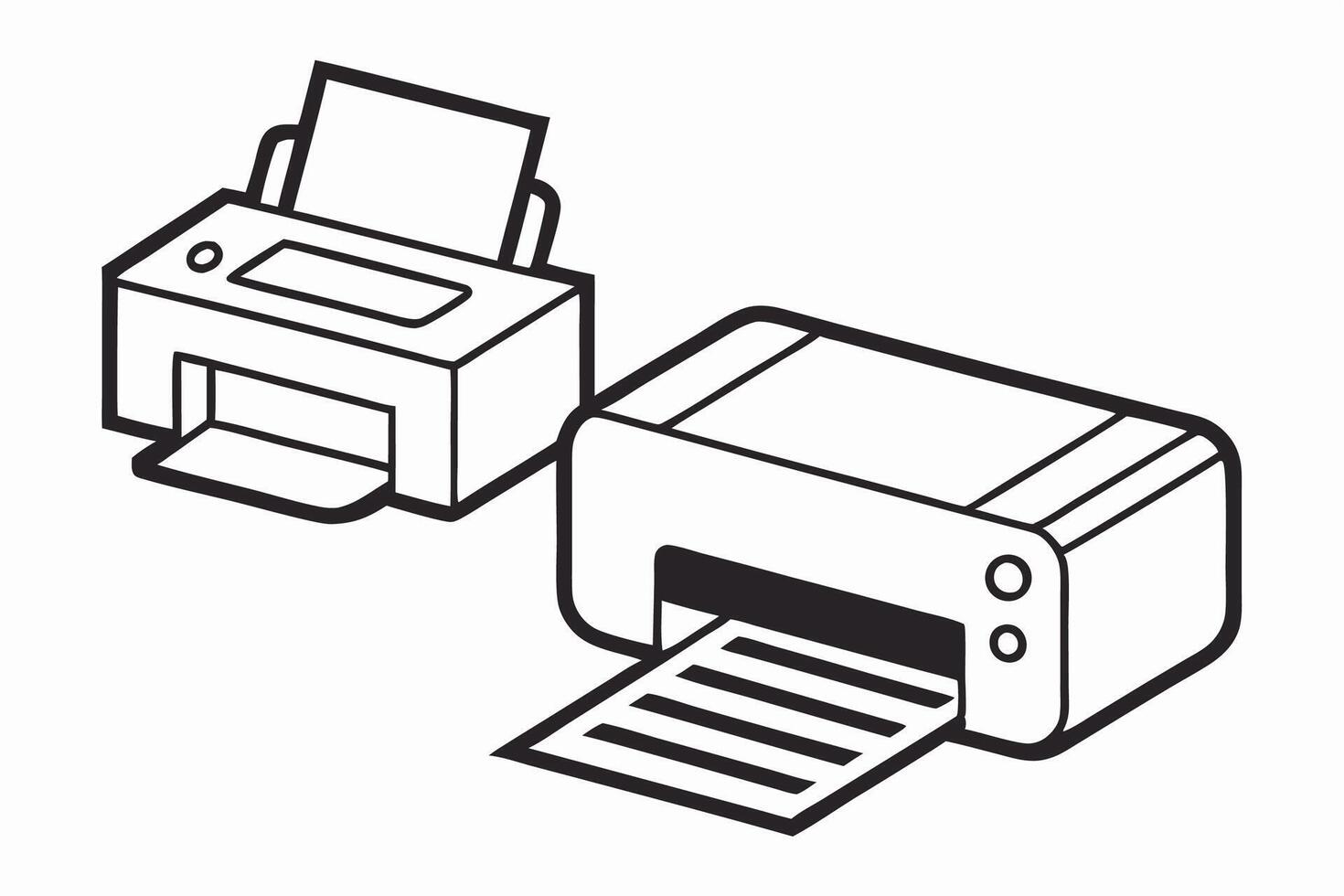Two Printers Inkjet and Laser Printer Icon vector