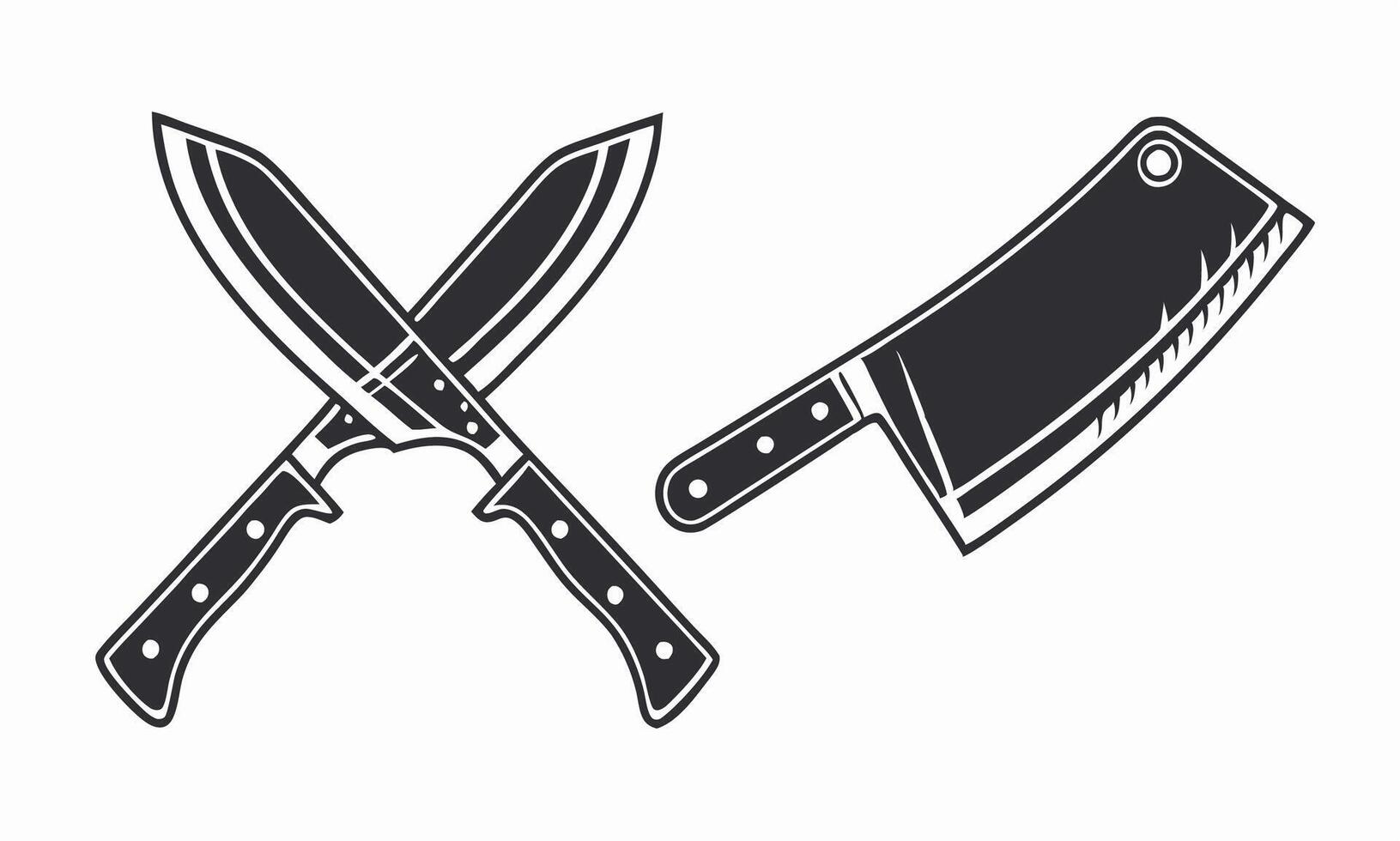 Crossed Knives and Cleaver Butcher Shop Graphic vector
