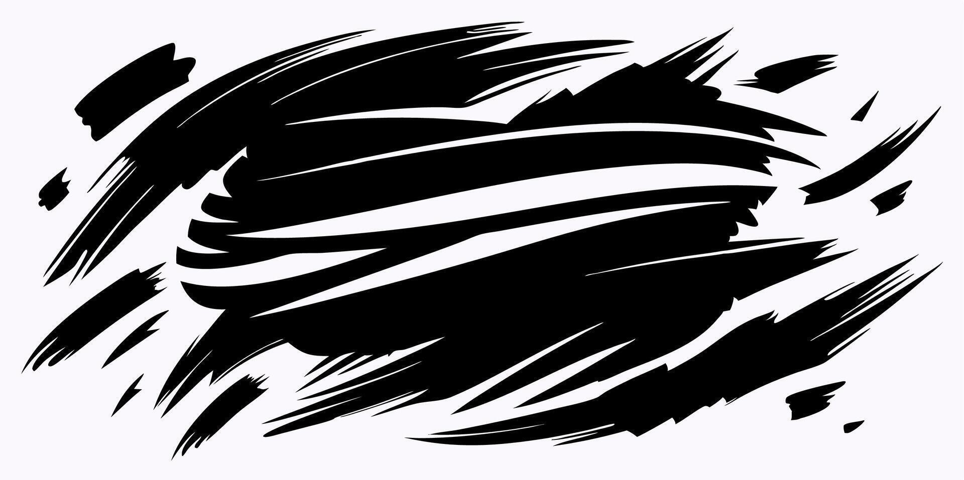 Abstract Black Ink Brush Strokes Texture Background vector