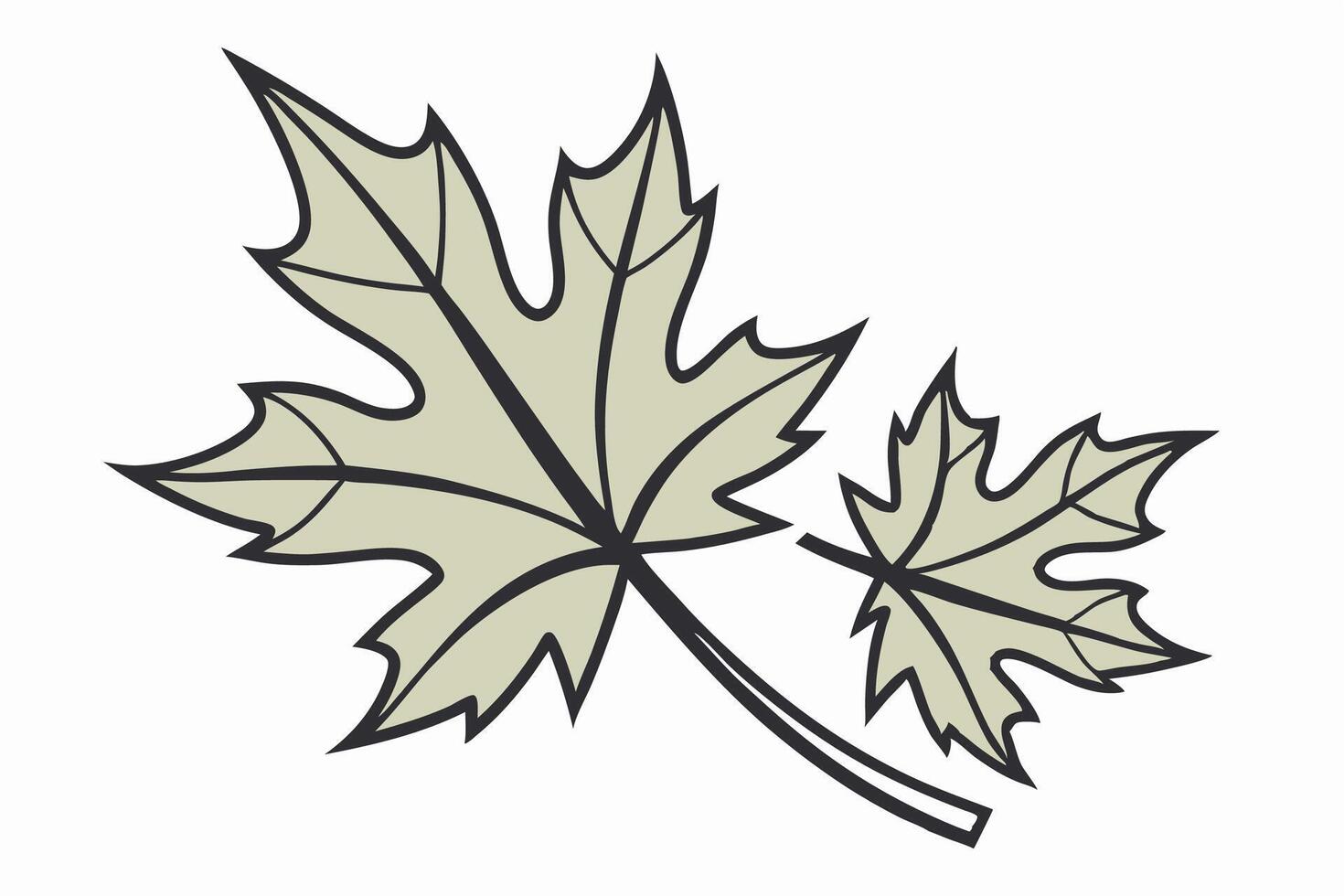 Two Green Maple Leaves Illustration, Autumn Design Element vector