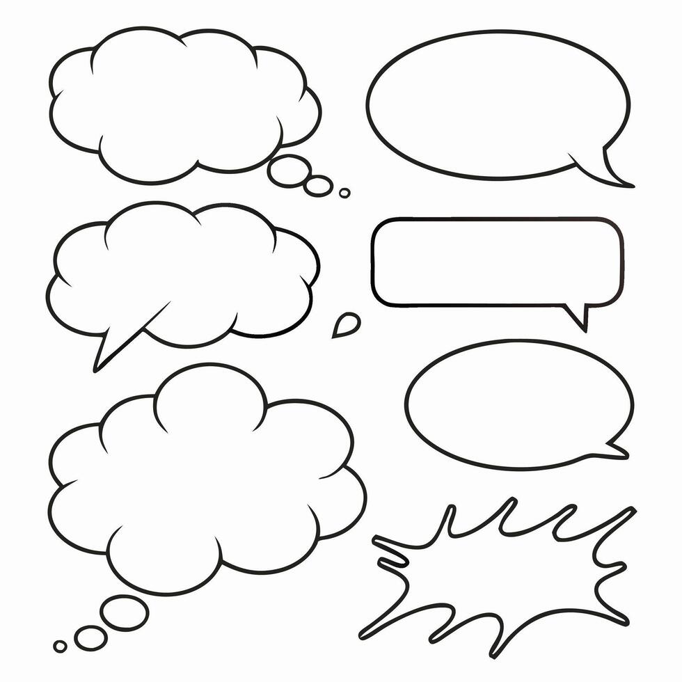 Collection of Blank Comic Speech Bubbles and Thought Bubbles vector