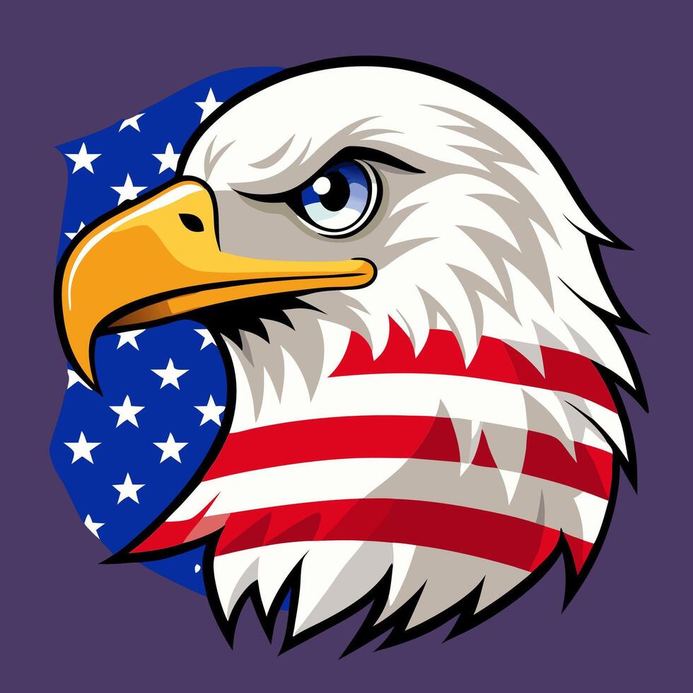 American Bald Eagle Head with USA Flag Design vector