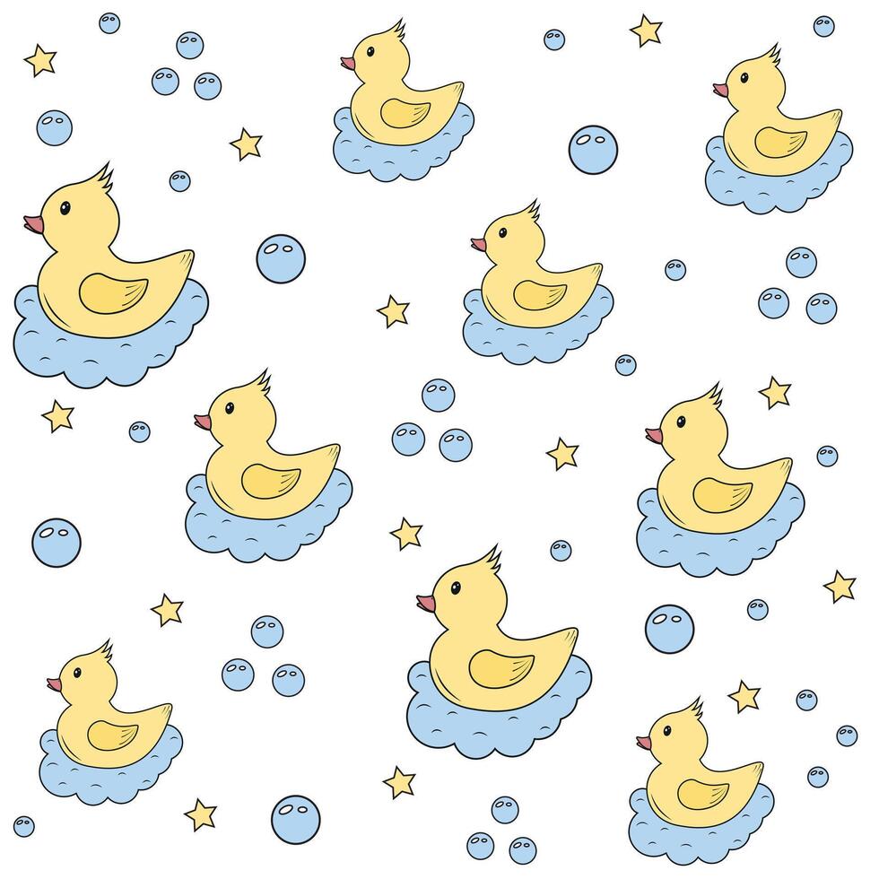 Pattern of ducks on a white background vector