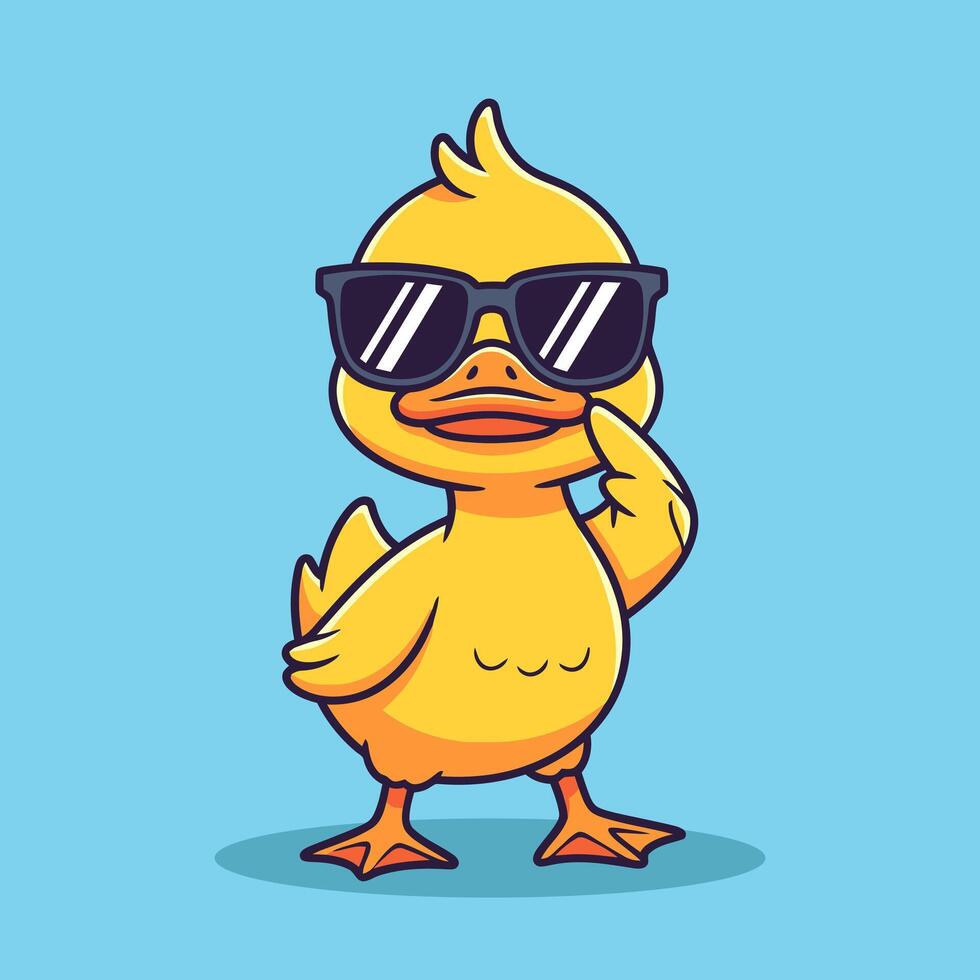 Cool Duckling Cartoon Character Wearing Sunglasses vector
