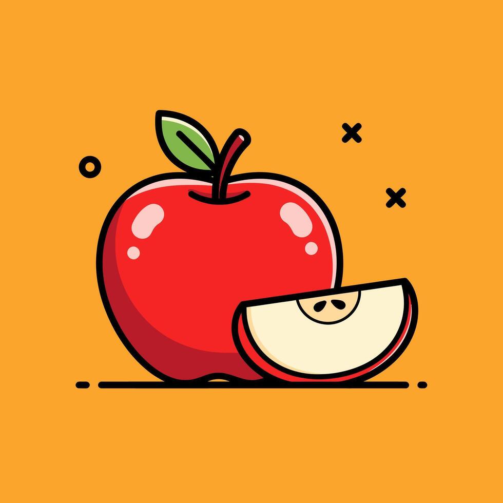 Juicy Red Apple Fruit Illustration Design Graphic Element vector