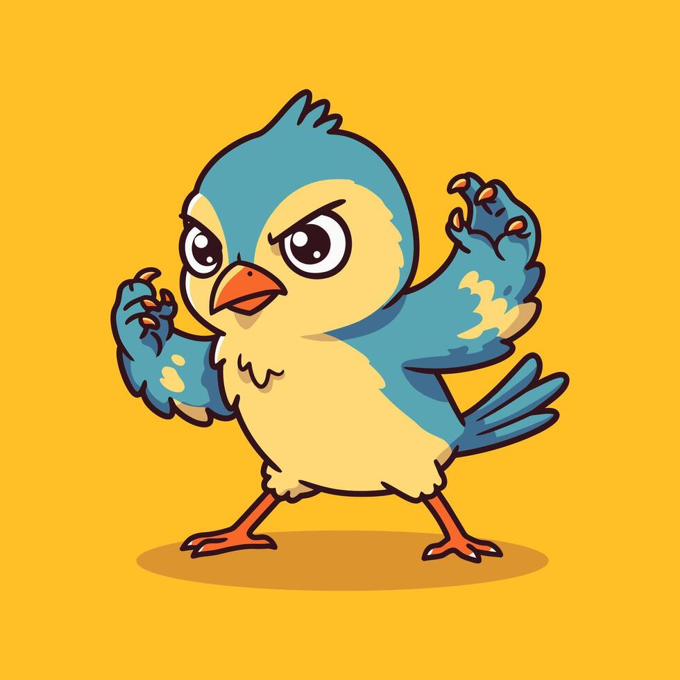 Angry Little Bird Cartoon Character Design Illustration vector