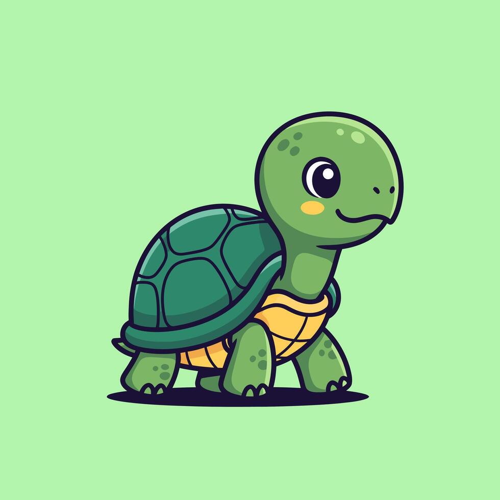 Adorable Cartoon Turtle Illustration Perfect for Kids Books, Websites, and Cute Designs vector
