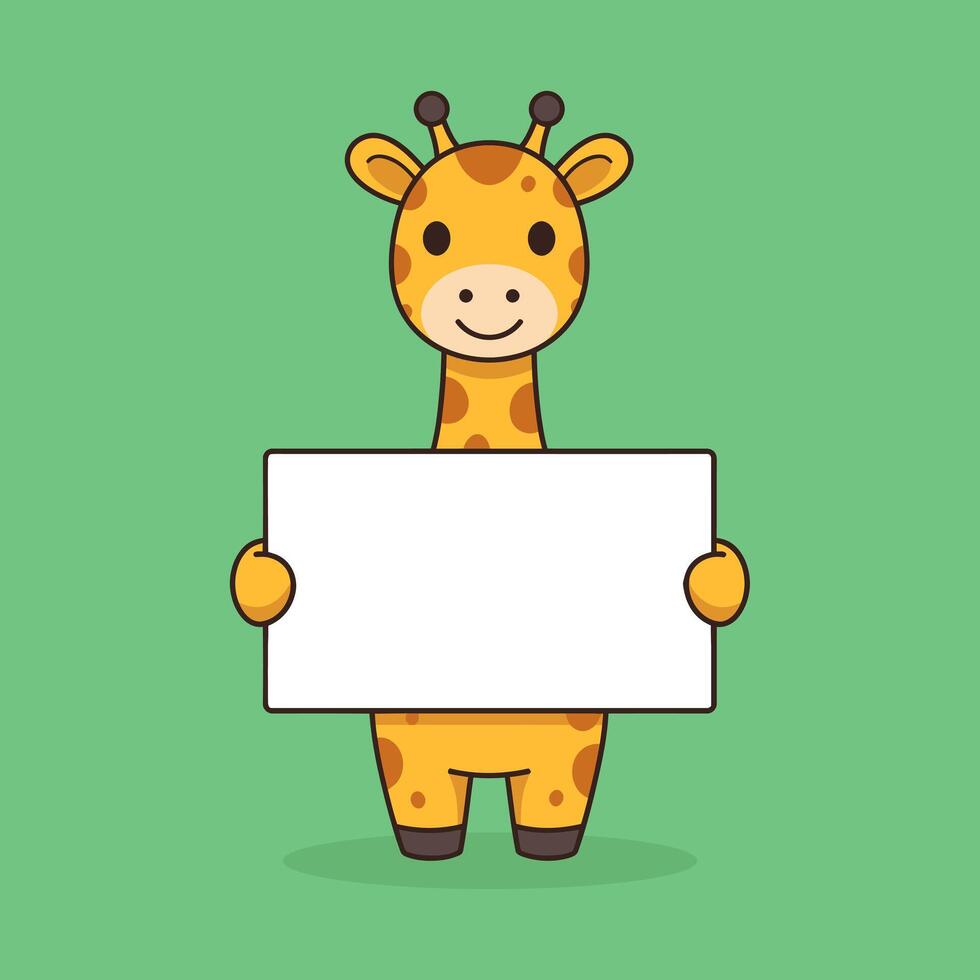 Adorable Giraffe Holding Blank Sign Perfect for Your Message Design vector