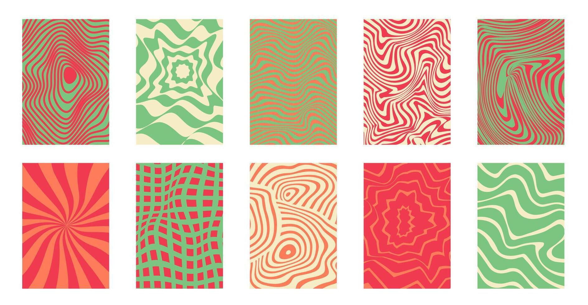 Retro Trippy Poster Backgrounds. Swirl Templates for Text with Liquify Effect and Wavy Designs vector