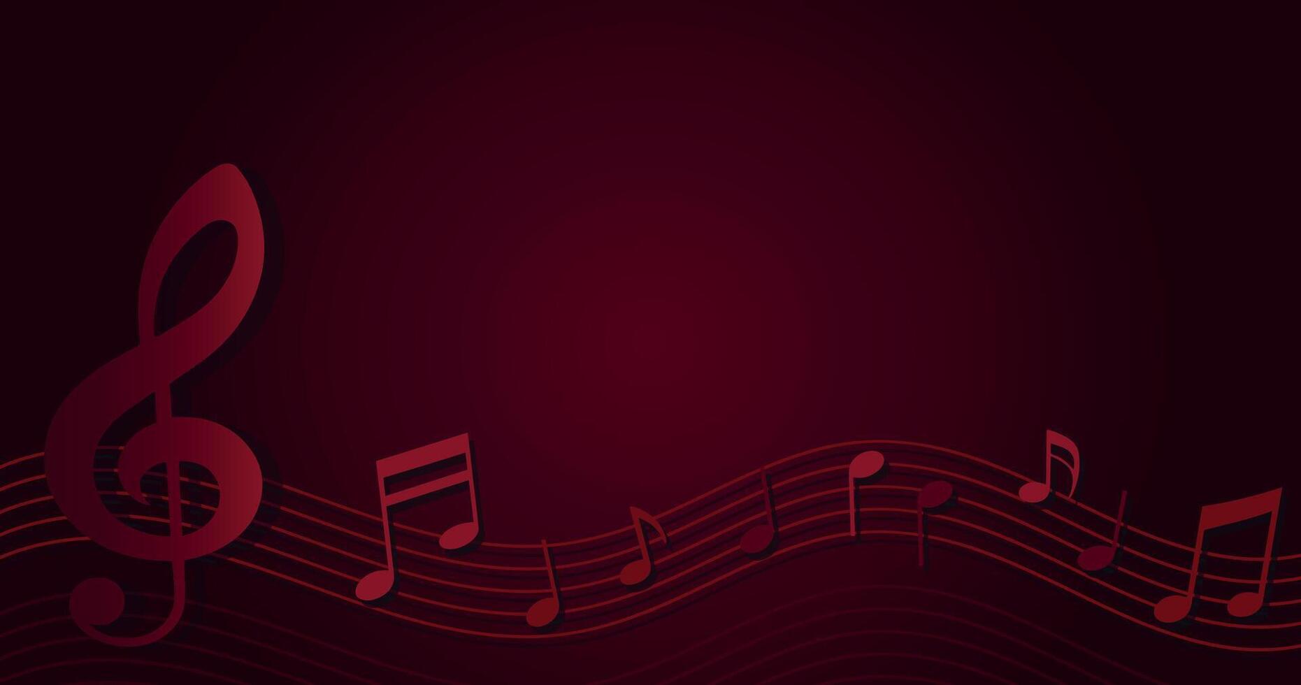 Musical background with notes and a treble clef. A deep red luxurious backdrop perfect for musical themes, invitations, certificates, karaoke, contests, flyers, banners. vector