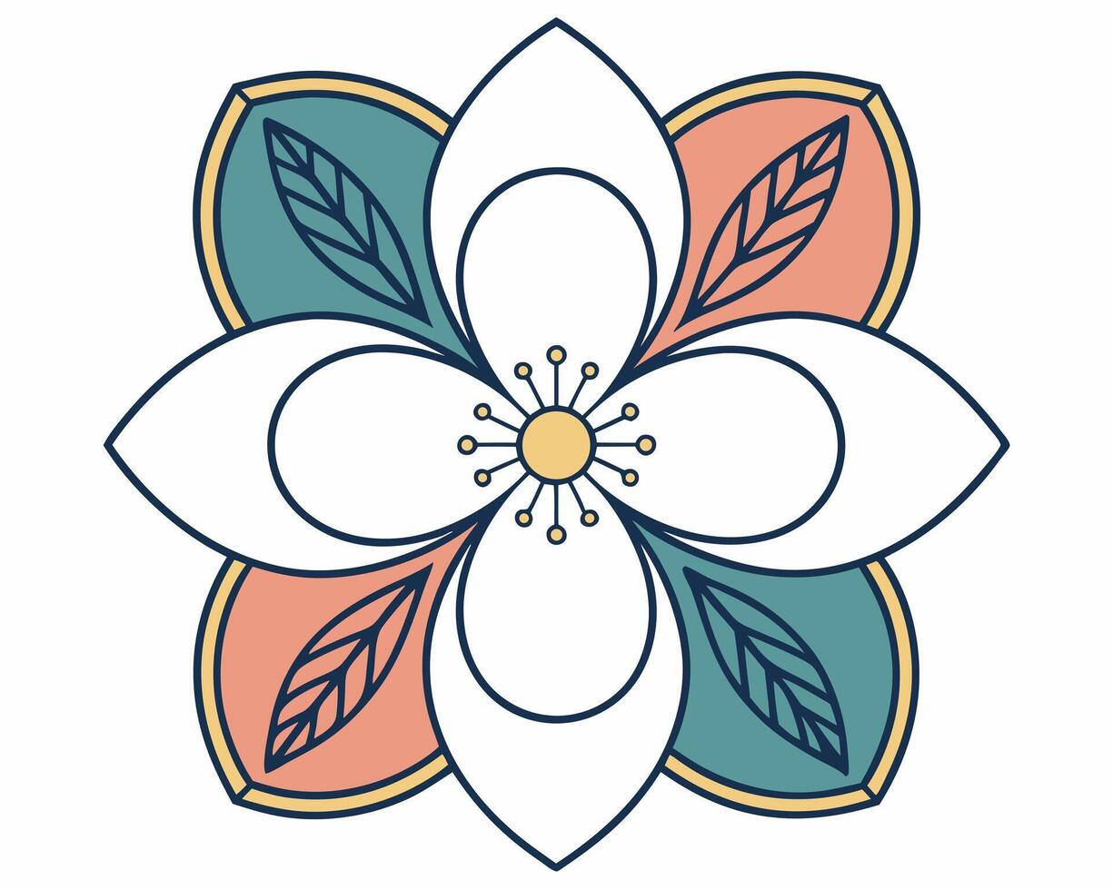 Beautiful stylized flower design with layered petals and leaves perfect for spring or summer themed projects vector