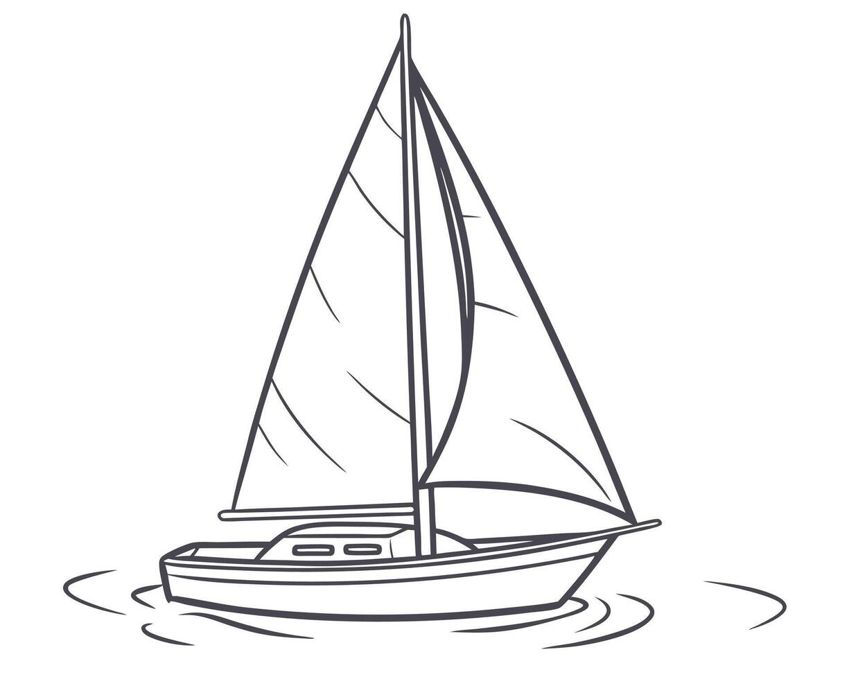 Simple illustration of a sailing boat on water for nautical adventures and travel concepts vector