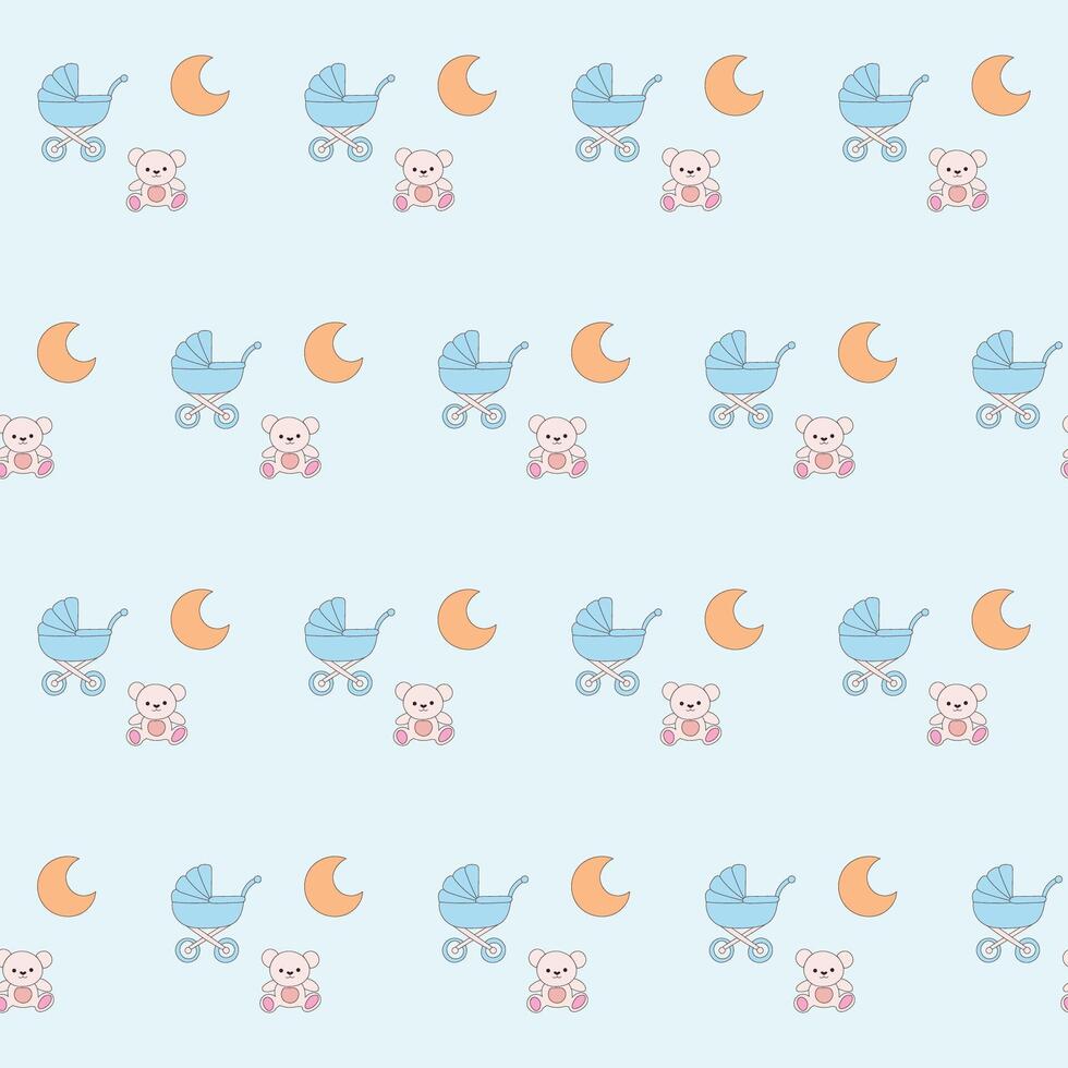 Sweet Dream Baby Clothing Textile Seamless Swatch Background. Hand Drawn Doodle Infant Fabric Pattern. Cute Kawaii Whimsical Wrapping, Wallpaper Nursery Art. Vintage Elegant Retro Style vector