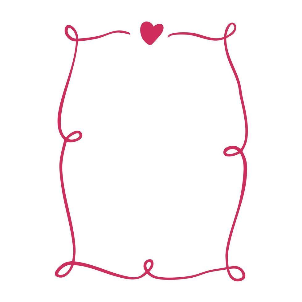 Romantic Curve Frame with Heart isolated on white. Perfect for the design of wedding invitation, card, menu vector