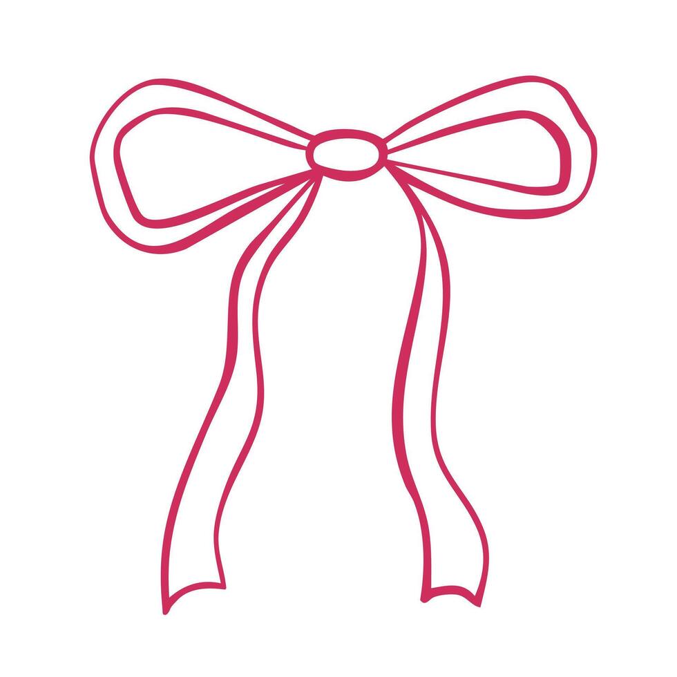 Cute Bow with ribbon isolated on white. Perfect as a design element for handicrafts, delicate brand, wedding invitations vector