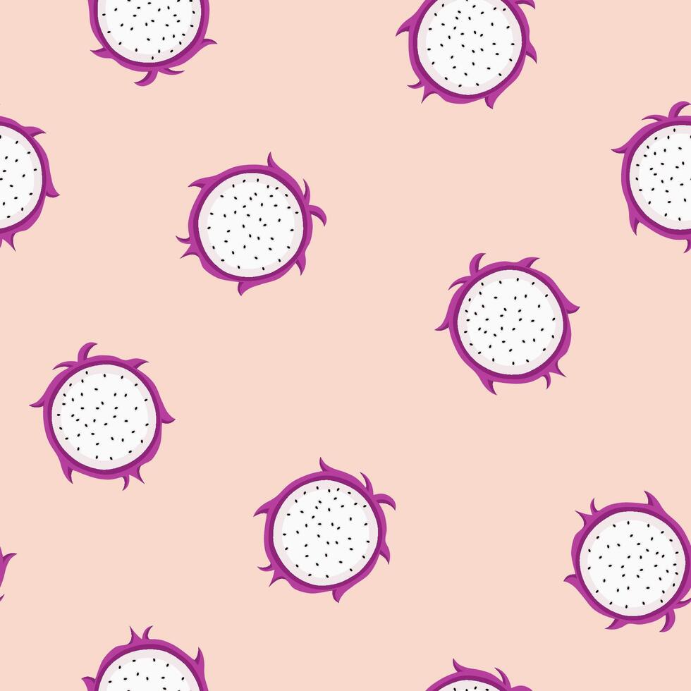 Slice dragon fruit seamless pattern vector