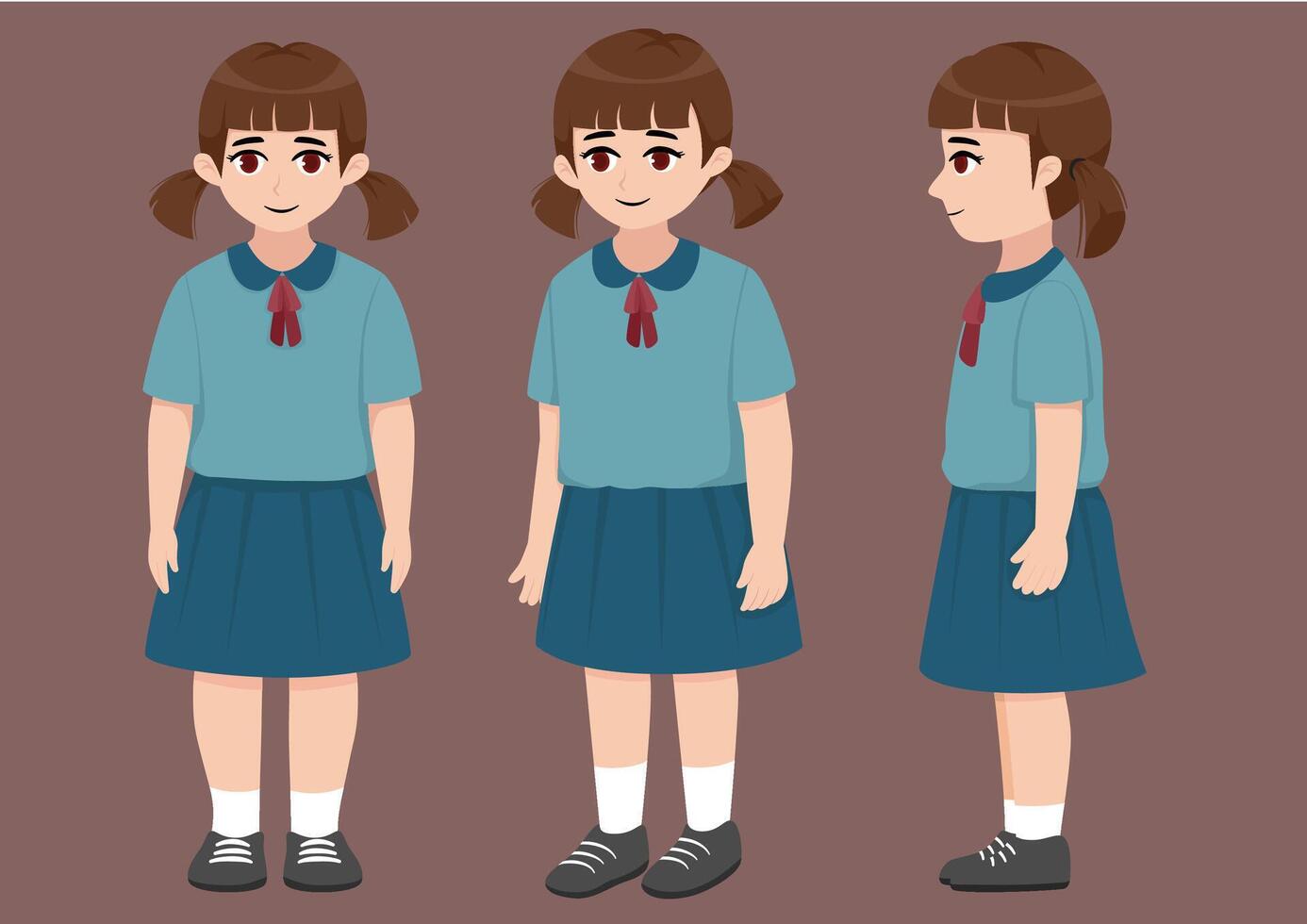 Young schoolgirl character design vector