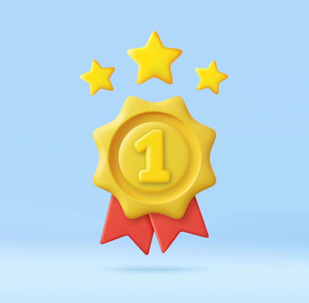 3d First place award ribbon with stars vector