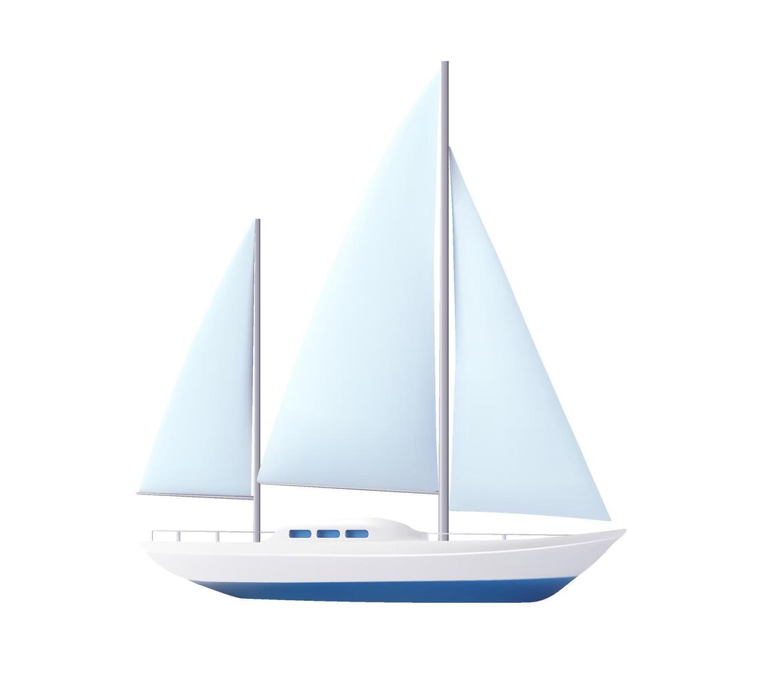 3d Yacht sailboat or sailing ship, vector