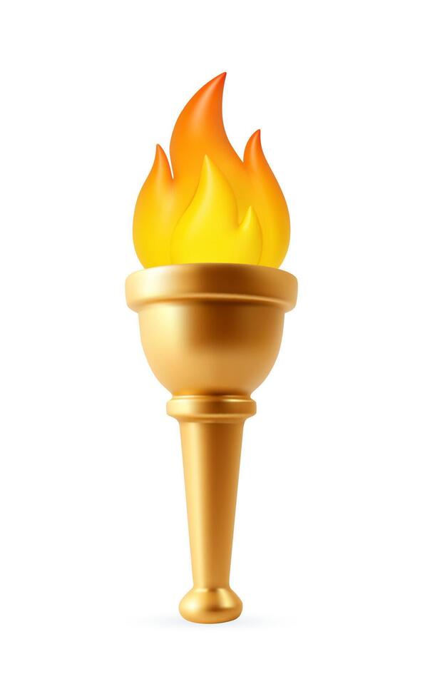 3d Burning torch icon symbolizing victory and power. vector