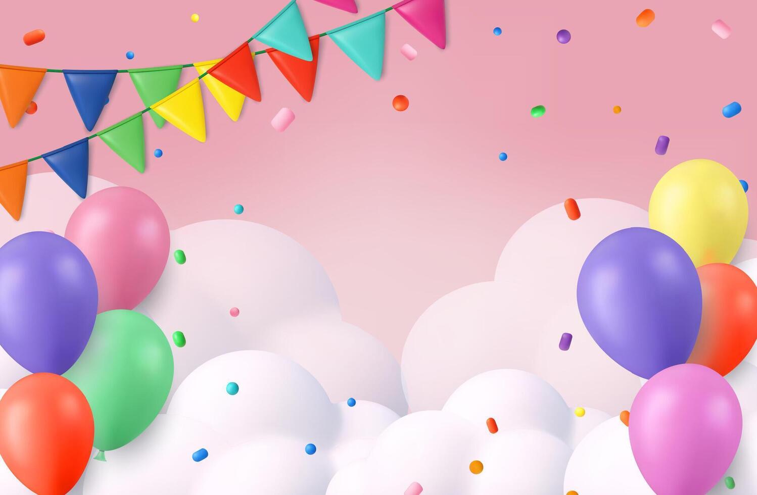 Colorful balloons and festive flags vector