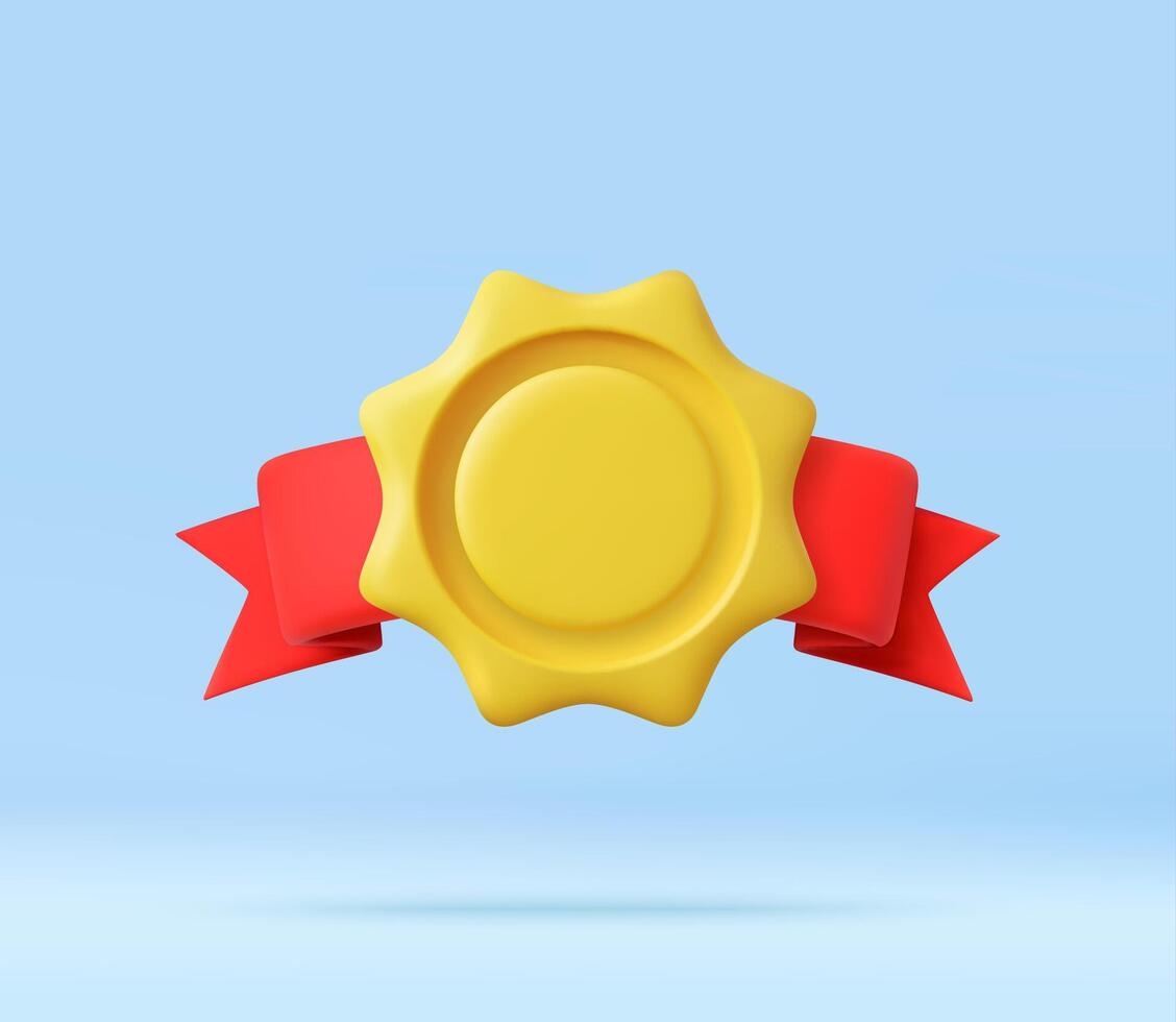 3D award ribbon badge symbol for achievement vector
