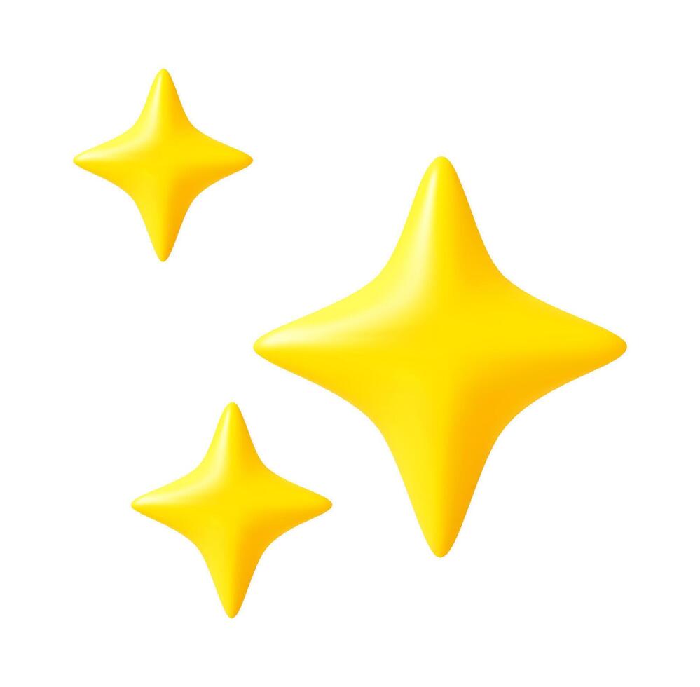 Shiny sparkle icons in 3D style. vector