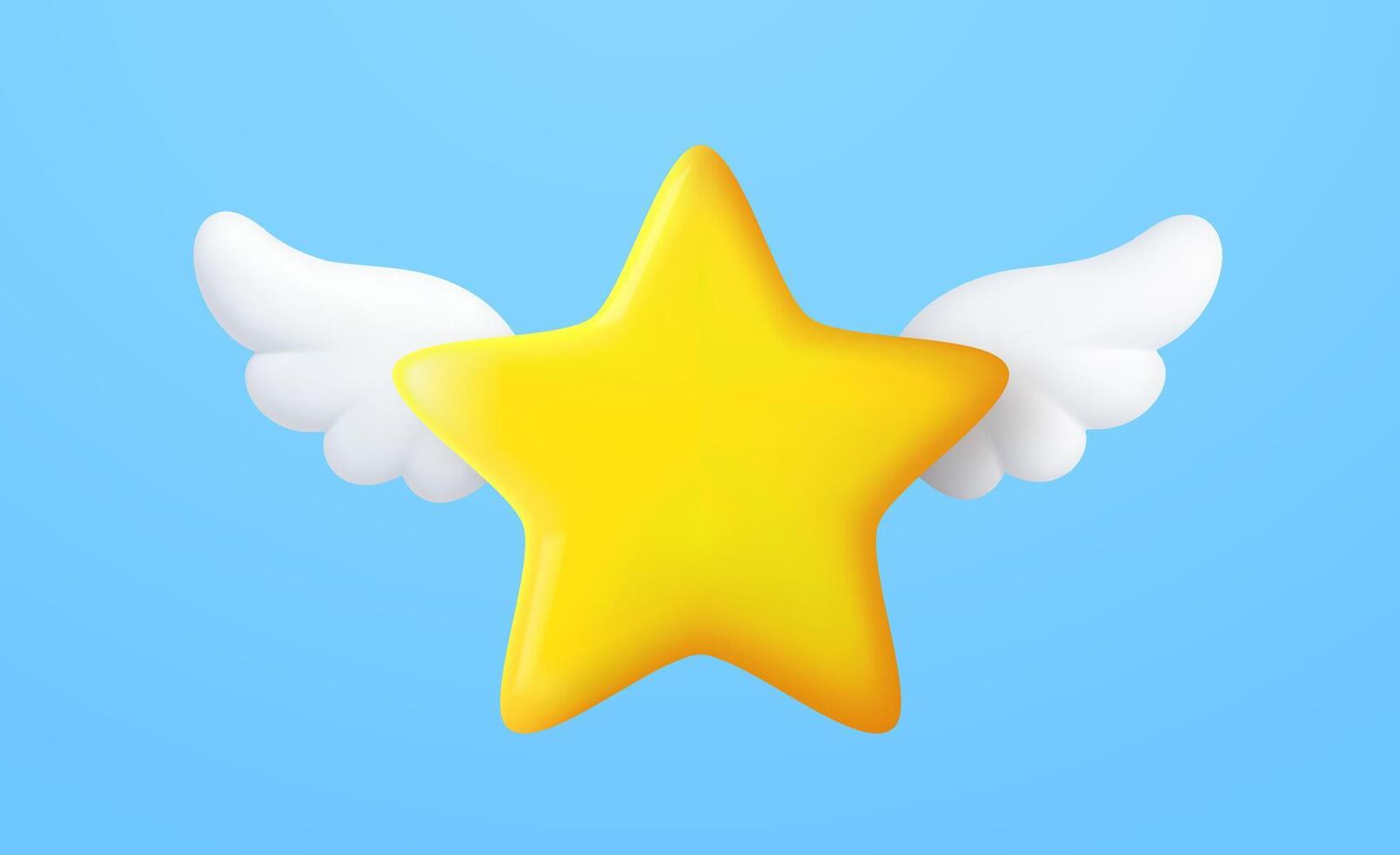 3d Gold star with wings vector
