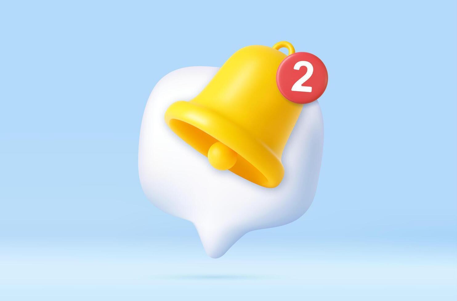 3d speech bubble with bell. vector