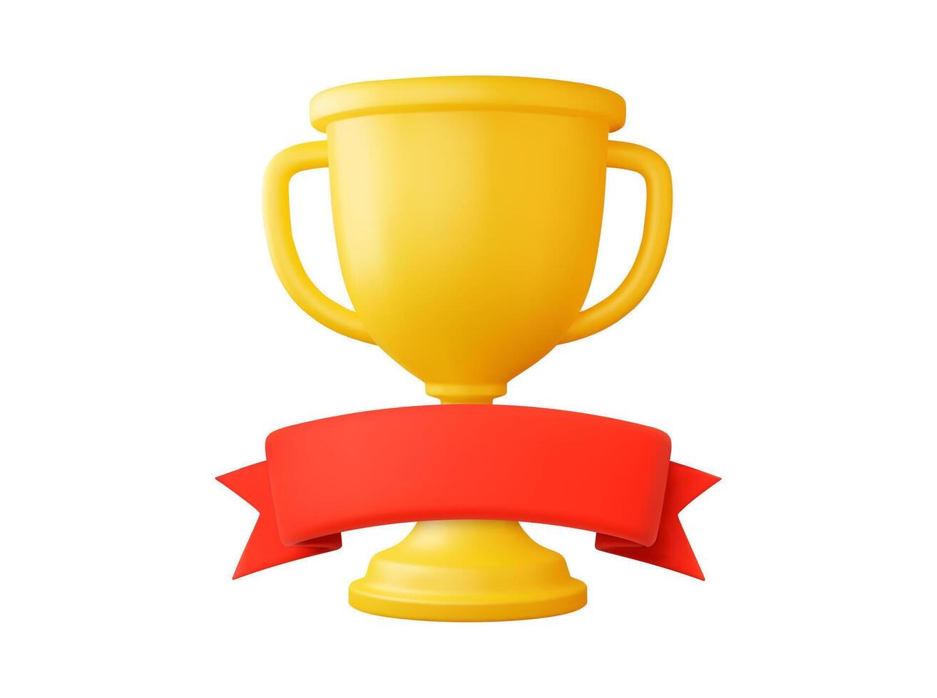 3D Trophy cup with ribbon, vector