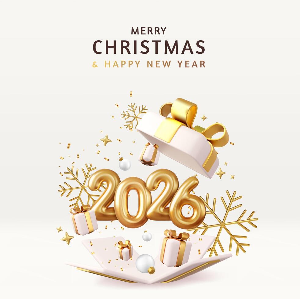 Christmas and New Year 2026 celebration image vector