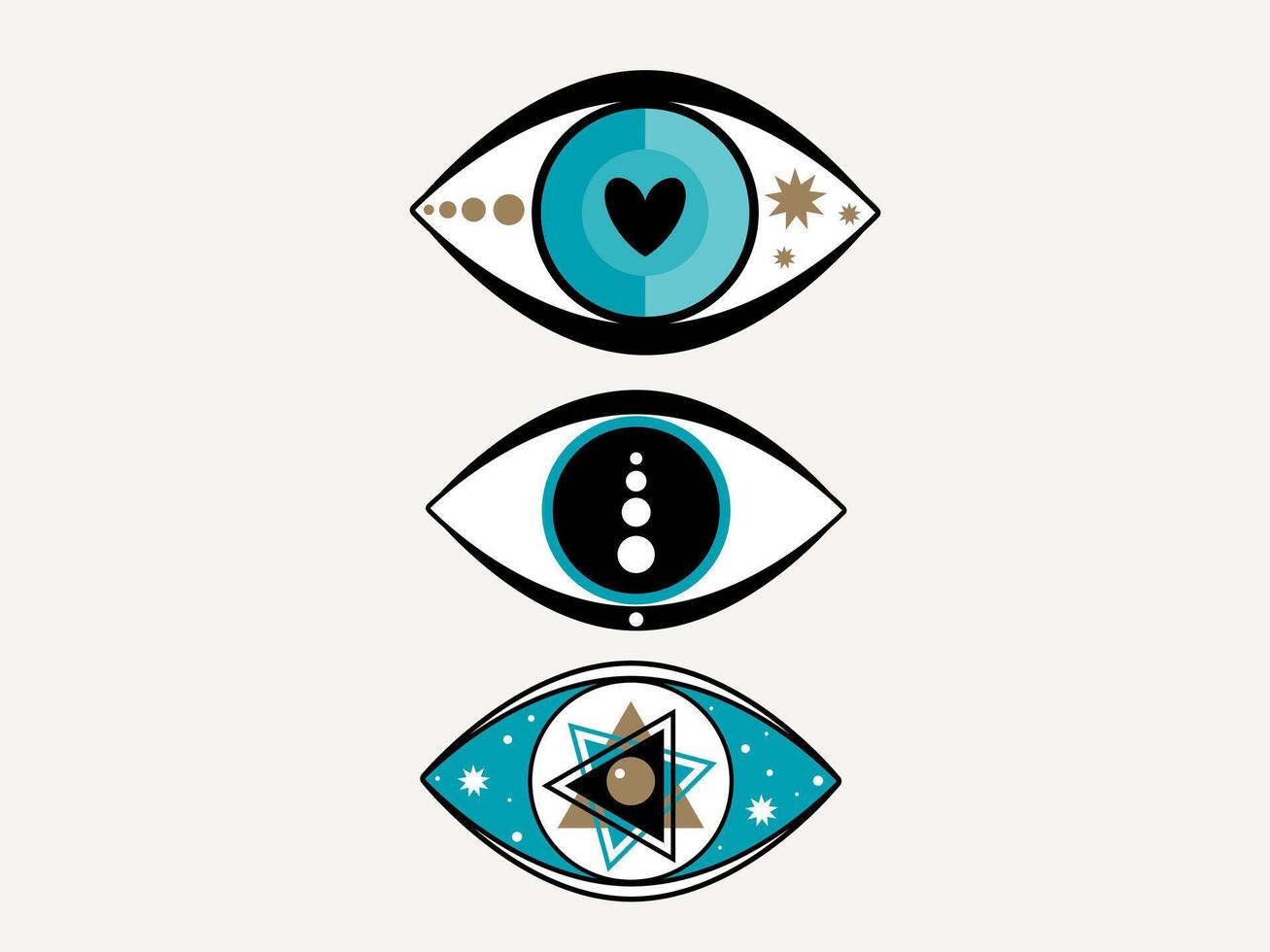 Spiritual Occult Eye Good Luck Charm Symbol. Bohemian Esoteric Amulet Cartoon Sign. Graphic Mystique Eyeball Vintage Halloween Logo. Eye Protection Talisman Mascot Icon. Witch Medallion. vector