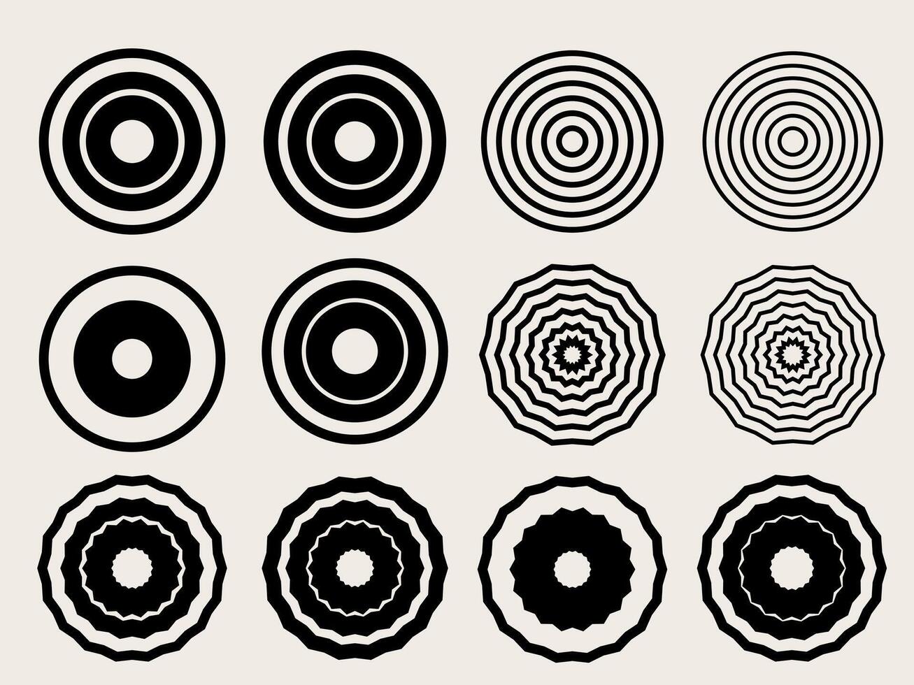 Circle Shape Icon. Outline Round Graphic Decoration. Line Geometric Round Element Symbol Contour Silhouette. Radial Simple Decor Graphic Silhouette Label Set vector