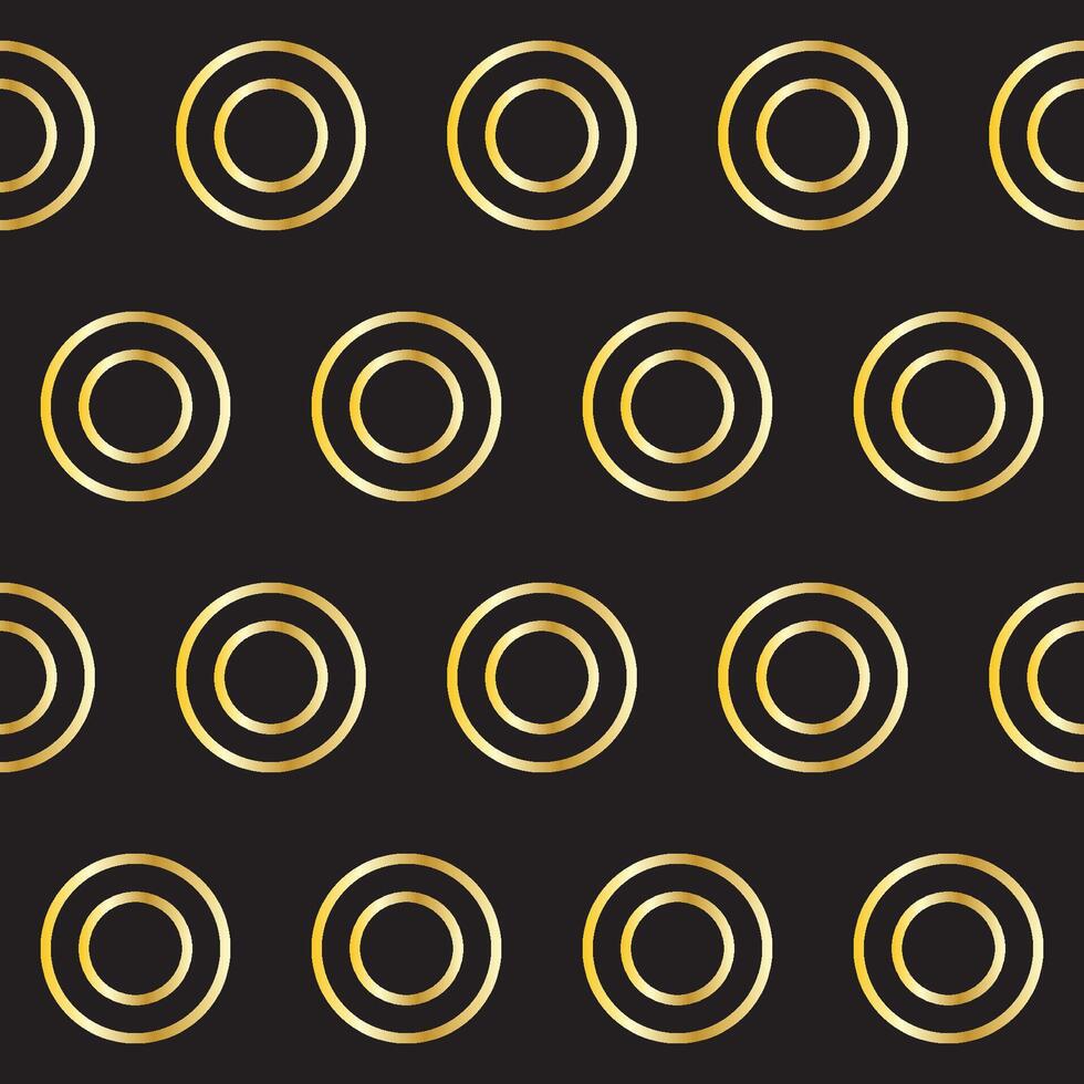 Gold Ring Round Shape Seamless Pattern. Vintage Golden Gradient Textile Texture Circle Geometric Shape Design vector