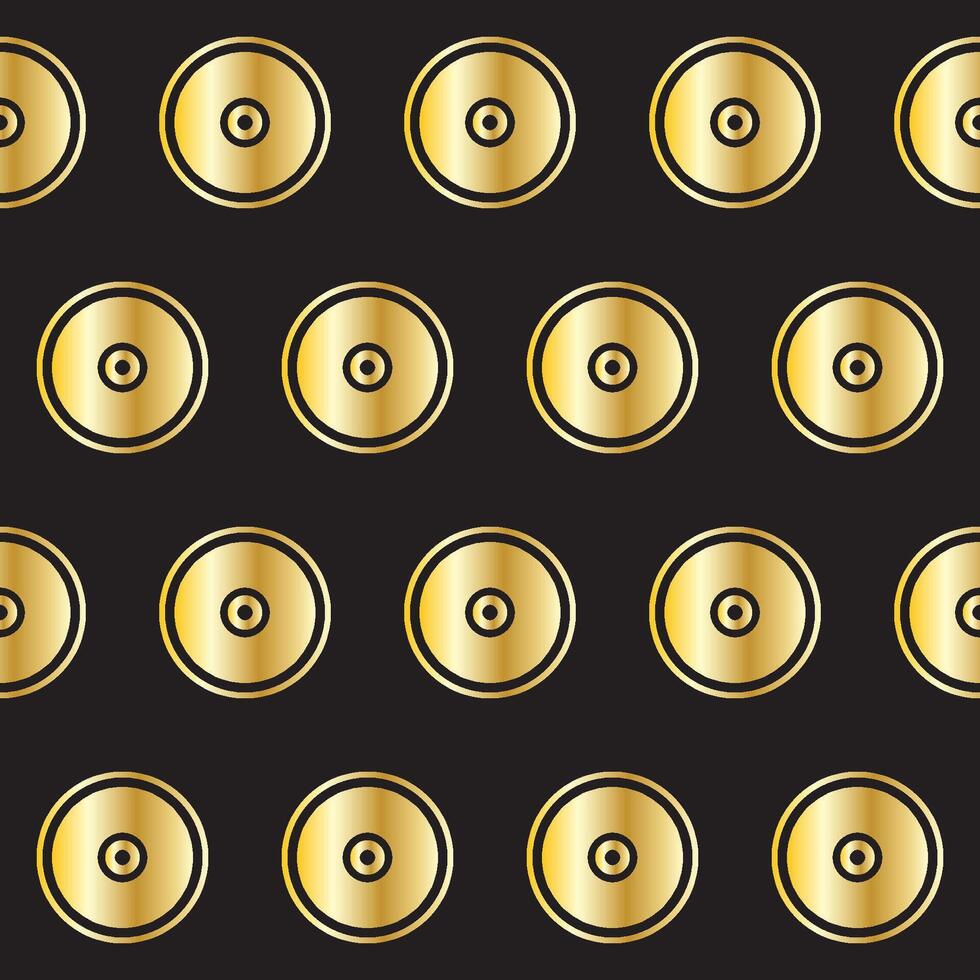 Gold Ring Round Shape Seamless Pattern. Vintage Golden Gradient Textile Texture Circle Geometric Shape Print Art vector