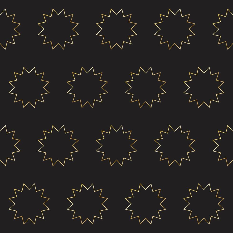 Gold Gradient Star Isolated on Black. Christmas or New year Party Decoration. Outline Star Seamless Pattern background. Elegant Vintage Aesthetic Boho Textile Print. Vintage Style Art vector