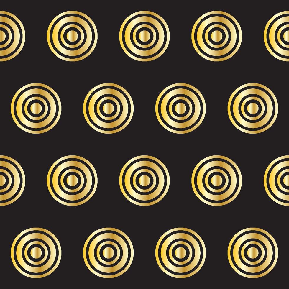 Gold Ring Round Shape Seamless Pattern. Vintage Golden Gradient Textile Shape vector